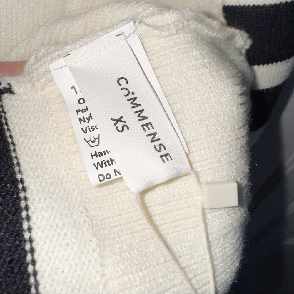 NWT Commense Miss Paris Mock Neck Stripe Sweater Black/White Women's Sweater XS - Picture 9 of 13